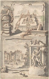 Reconstruction of the Thermae of Titus (above) and a View of the Ruins (below)