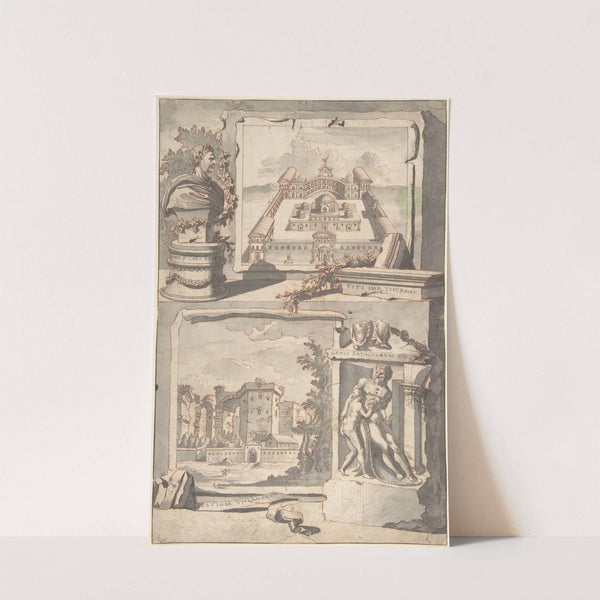 Reconstruction of the Thermae of Titus (above) and a View of the Ruins (below) by Jan Goeree