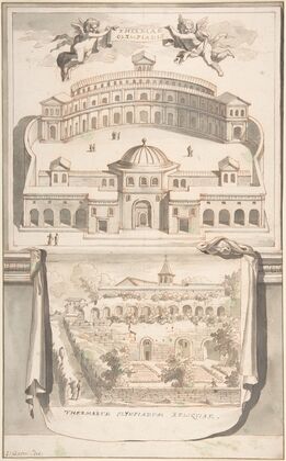 Reconstruction of the Thermae Olympiadis (above) and View of the Ruins (below)