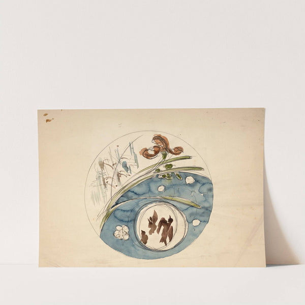 Red iris and birds by Félix Bracquemond