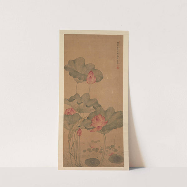 Red lotus and fish by Tang Guang