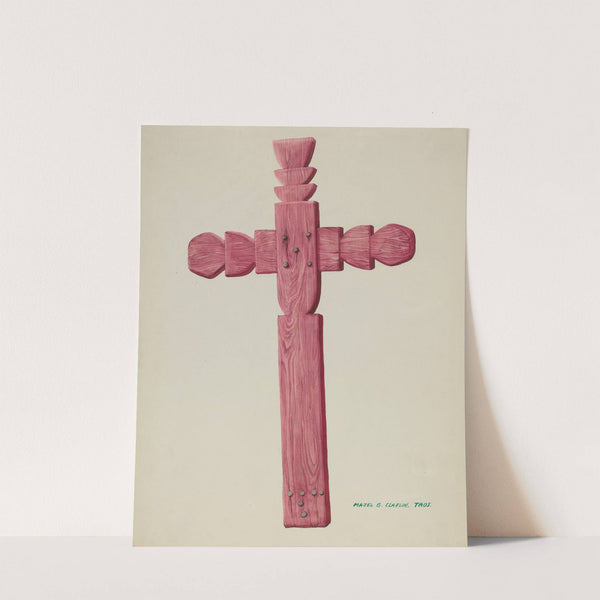 Red Wooden Cross used as Headstone by Majel G. Claflin