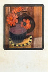 Red zinnias vase