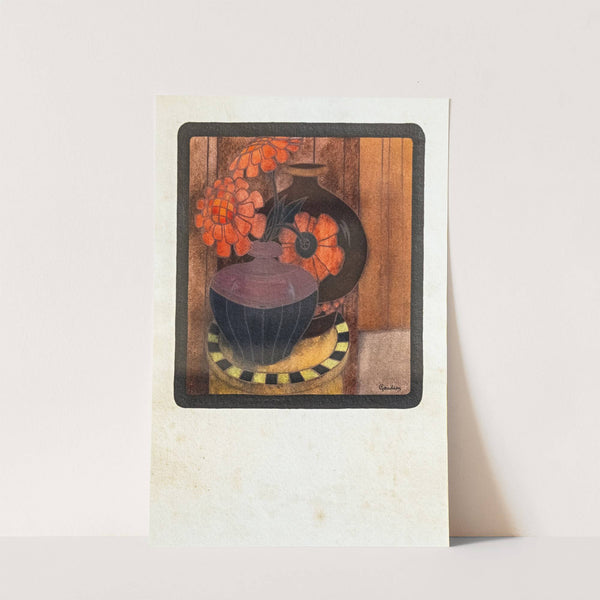 Red zinnias vase by Georges Gaudion