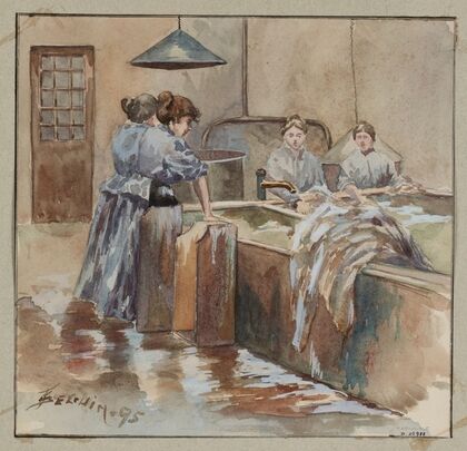 Refuge Pauline Roland, rue Fessart Le lavoir (1895)