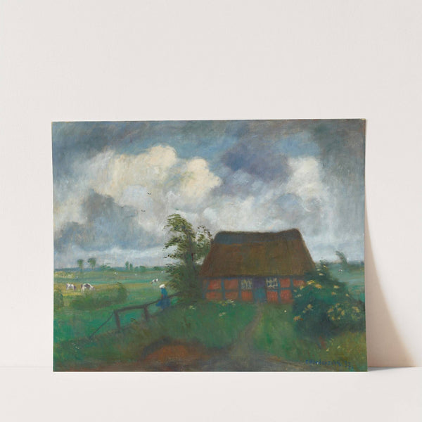 Regenwolken über Gehöft in den Wümmewiesen (1932) by Otto Modersohn
