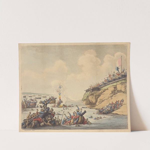 Rehearsal of a French invasion as performed before the invalids at the Islands of St. Marcon on the morning of ye 7 of May 1798 by Thomas Rowlandson