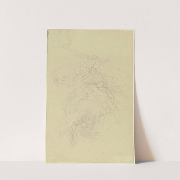 Reitender Tod, eine Sense schwingend, vor ihm eine Frau auf dem Pferde liegend by Victor Müller