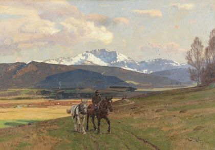 Reiter in Gebirgslandschaft (Benediktenwand)