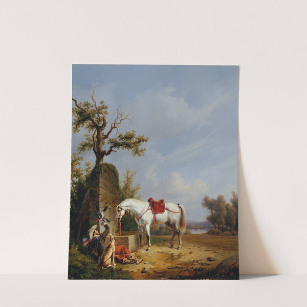 Reiter mit Pferd by Edmond Jean-Baptiste Tschaggeny