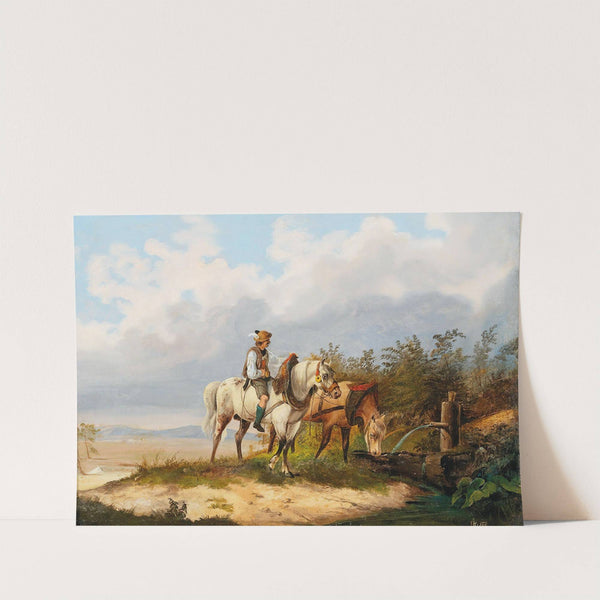 Reiter Mit Pferden Bei Der Tränke, by Alois Bach