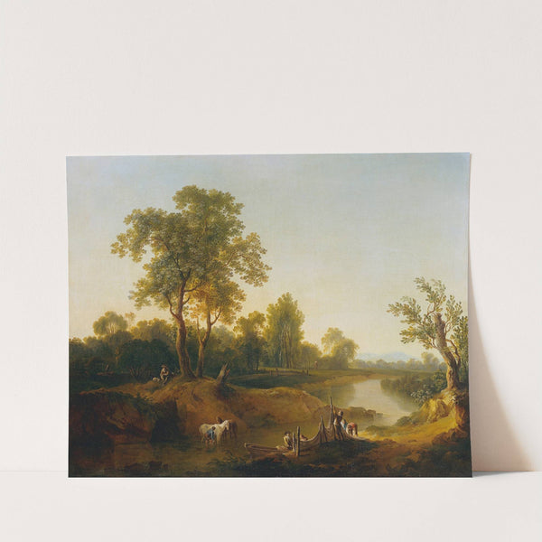 Reiter und Fischer in einer Flusslandschaft by Martin von Molitor