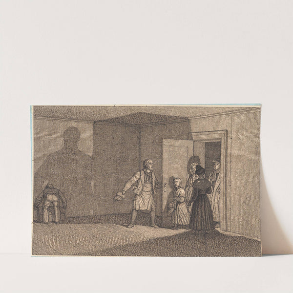 Rejsende får vist deres værelse Illustration til Linearperspectiven , Tavle VIII by Christoffer Wilhelm Eckersberg