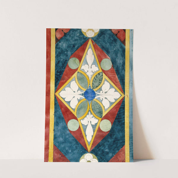 Relevé d'un panneau de vitrail à décor géométrique et végétal by Prosper Lafaye