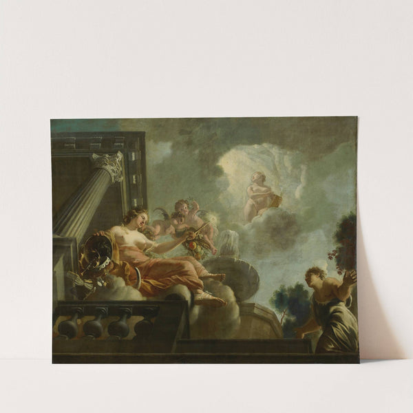 Religio begunstigt Abondantia ; Allegorische voorstelling van de verzorging van leprozen en onnozelen by Gerard de Lairesse