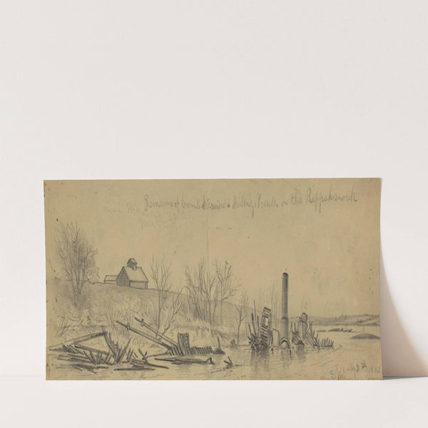 Remains of burnt steamers & sailing vessels on the Rappahanock (1862) by Edwin Forbes