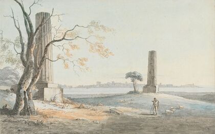 Remains of the Temple of Olypian Jove with a View of Ortygia, Syracuse — size preview