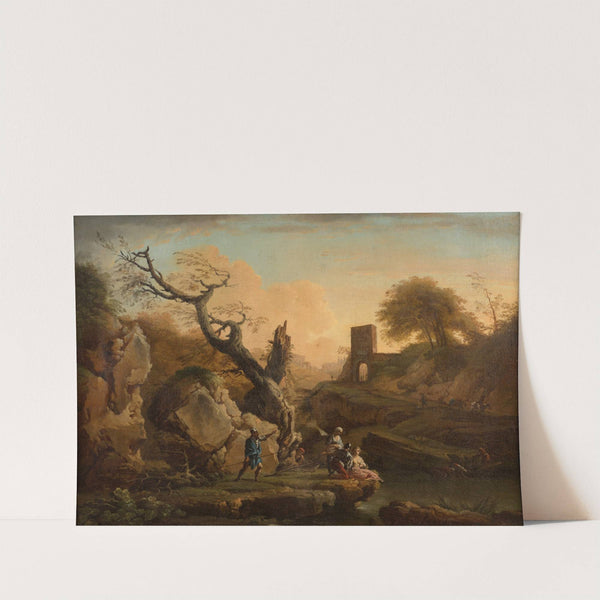 Rencontre galante de soldats près d’une rivière et Pêcheurs devant une cascatelle by Joseph Vernet