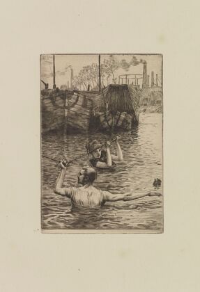 Renée and Reverchon swimming in the Seine (1882)