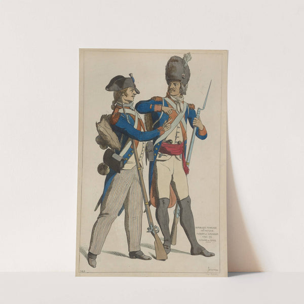 Republique Francaise infanterie. Fusilier et grenadier. 1792-99. Estampe du temps. by Raphaël Jacquemin