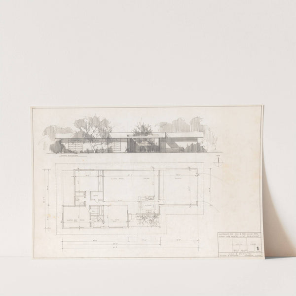 Residence for Mr. and Mrs. Harry Berk, East Lake Drive, Forest Lakes, Sarasota, Florida, Elevation and plan by Victor Alfred Lundy