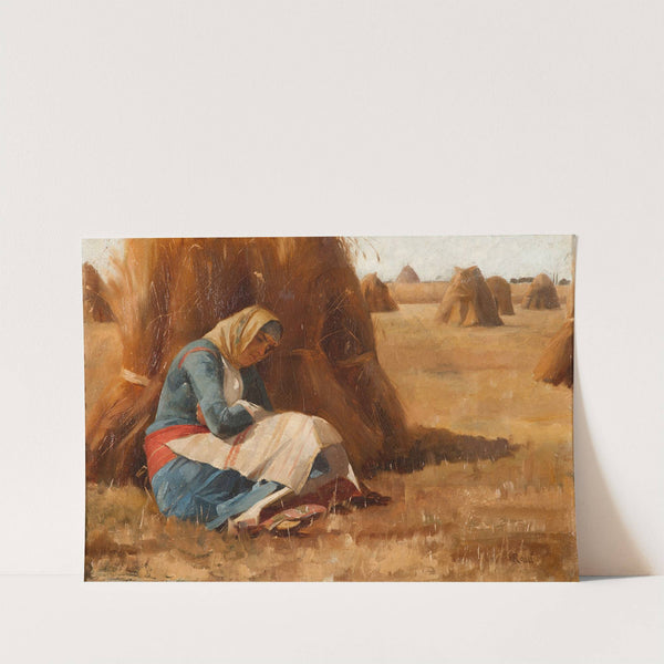 Resting by a haystack by Theodoros Ralli