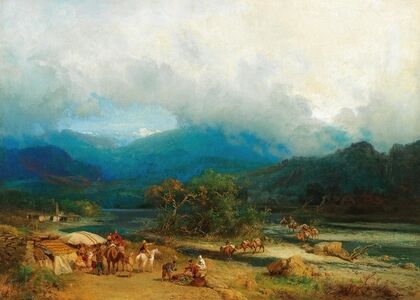 Resting on the riverbank in the Caucasus