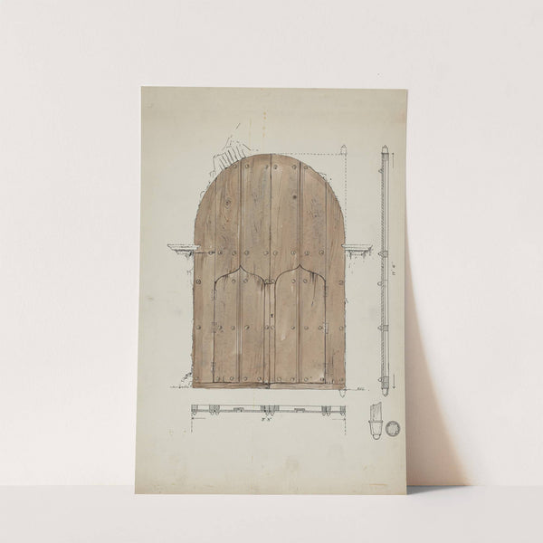 Restoration Drawing of Original Needle's Eye Doors, Formerly Main Entrance Doors of by Geoffrey Holt