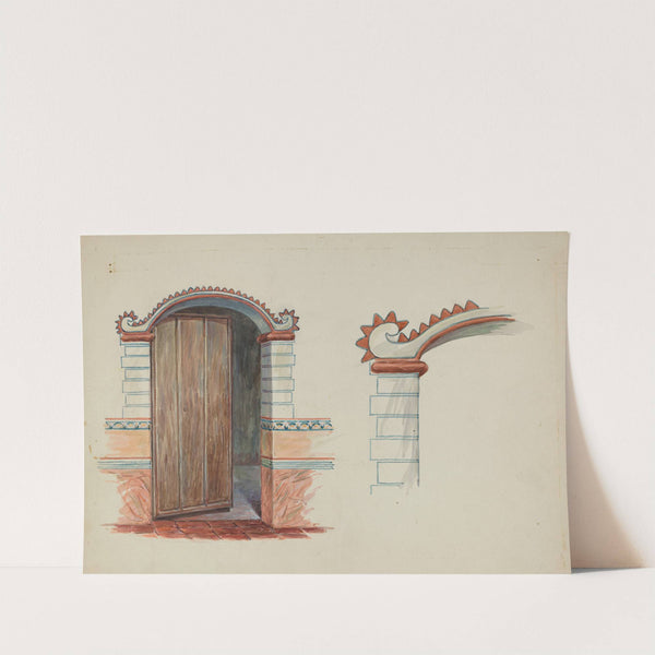 Restoration Drawing - Wall Decoration Over Doorway, Facade of Mission House by Robert W.R. Taylor
