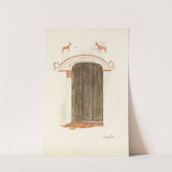 Restoration Drawing - Wall Decoration Over Doorway, Facade of Mission-House by Geoffrey Holt