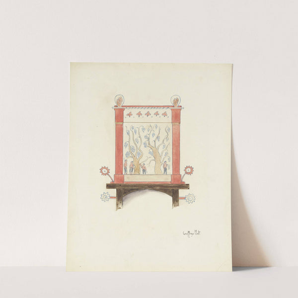 Restoration Drawing - Wall Decoration Over Doorway in Mission House by Geoffrey Holt