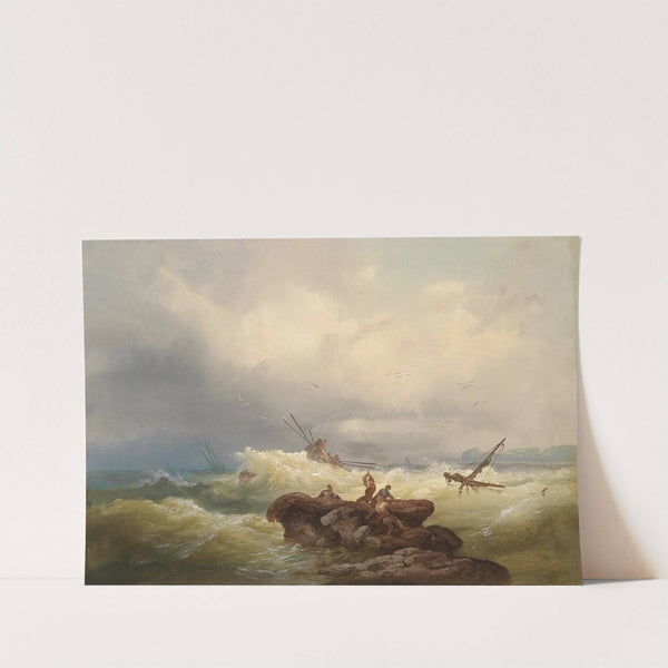 Rettende Felsen bei stürmischer See by Josef Carl Berthold Püttner