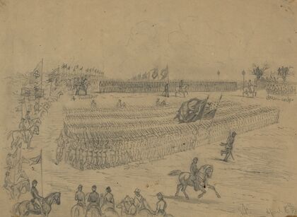 Review of the Army of the Potomac, commanded by Gen. Joe E. Hooker, by President Abraham Lincoln