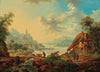 Rhenish river landscape with countryfolk