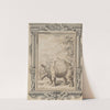 Rhinoceros in a Landscape within an Ornamental Frame (ca. 1730) by Johann Melchior Füssli