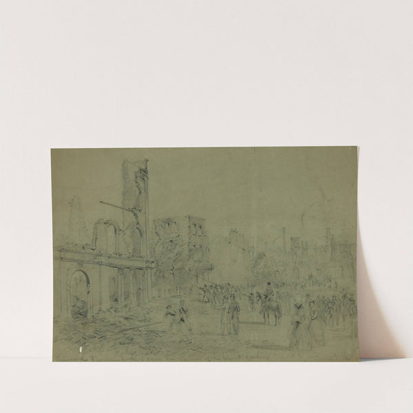 Richmond Firemen pushing down the remains of the burnt dwellings Capital Square by Alfred Rudolph Waud