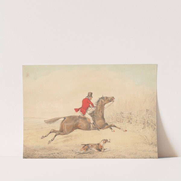 Rider on a Brown Horse About to Jump a Rail Fence to the Right by Henry Thomas Alken