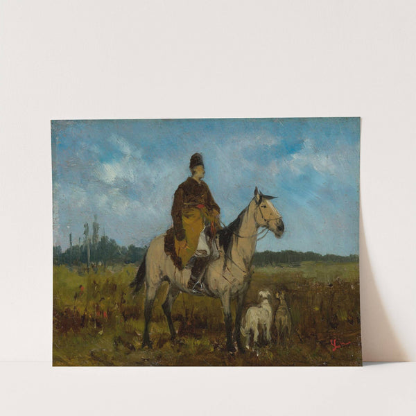 Rider on horseback with greyhounds by Jan Chełmiński