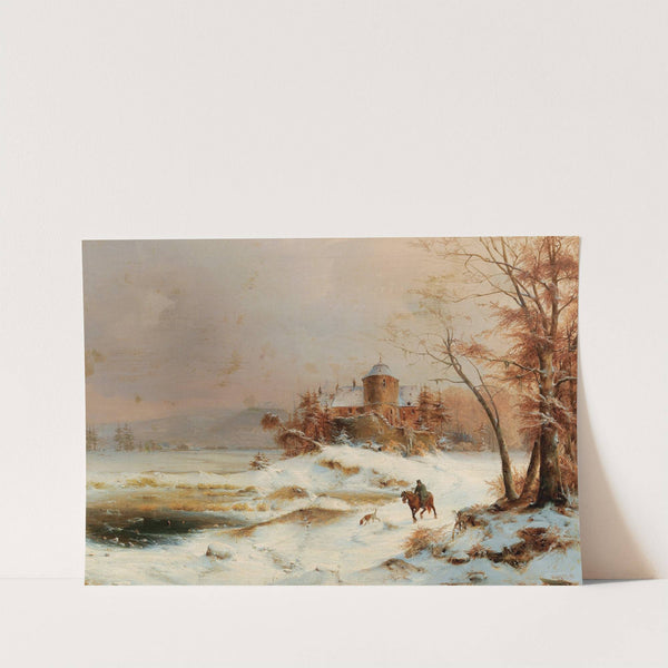 Riders in a vast winter landscape (1838) by Carl Hilgers