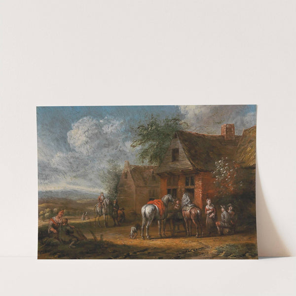Riders in front of a tavern by Cornelis van Essen