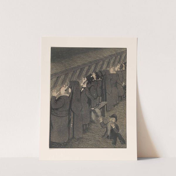rij heren bij een voederbak (c. 1800 - c. 1900) by Albert Hahn