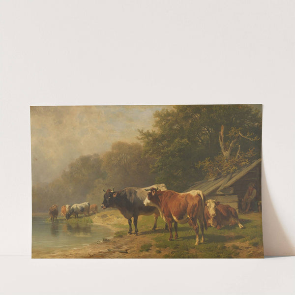 Rinder am Seeufer by Friedrich Voltz