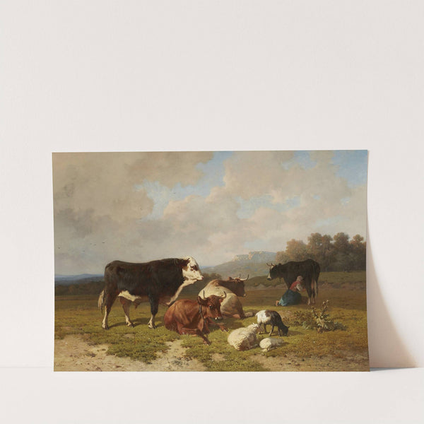 Rinder und Schafe auf der Weide by Louis Robbe