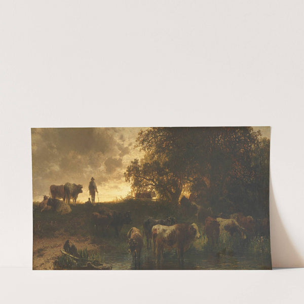 Rinderherde an der Tränke (1870) by Friedrich Voltz