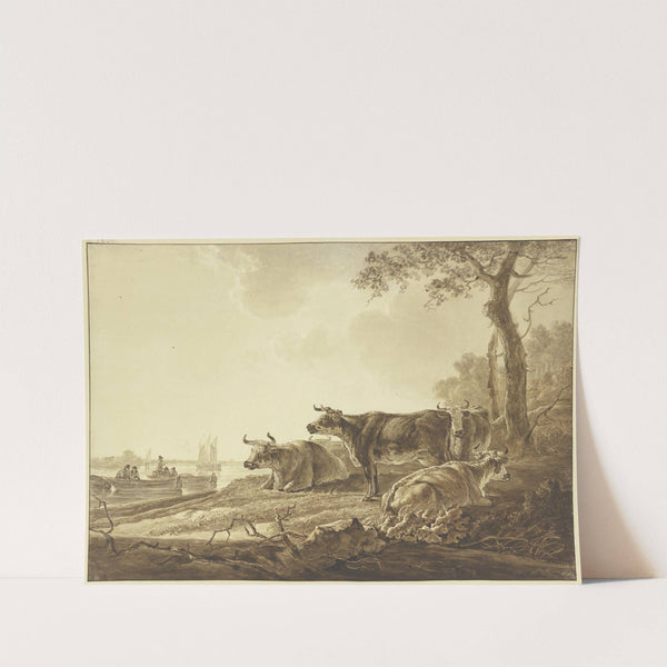 Rinderherde an einem Flußufer by Jacob van Strij