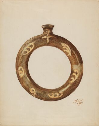 Ring-shaped Pottery Bottle