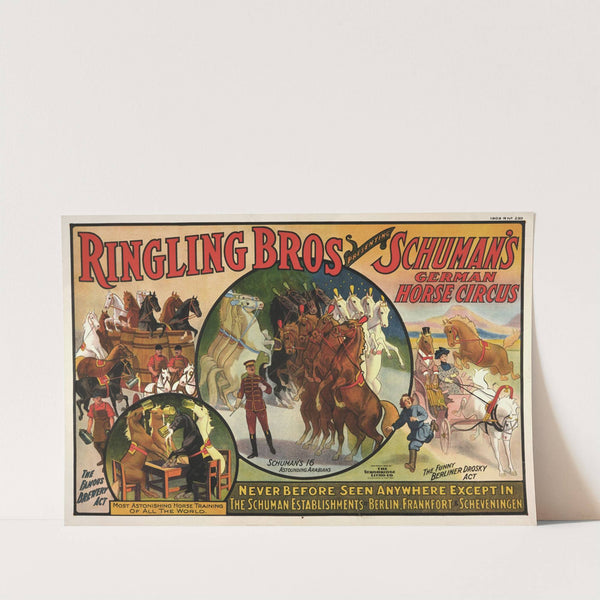 Ringling Bros presenting Schuman’s German horse circus poster (1909) by Strobridge & Co. Lith.