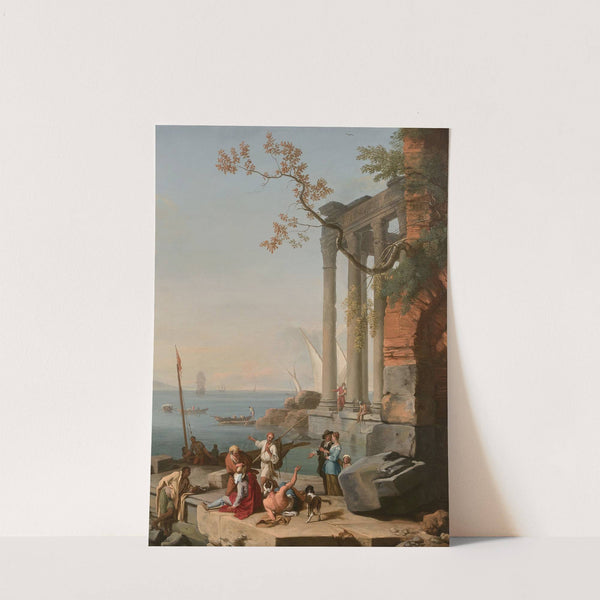 Rivage méditerranéen animé de marchands by Adrien Manglard