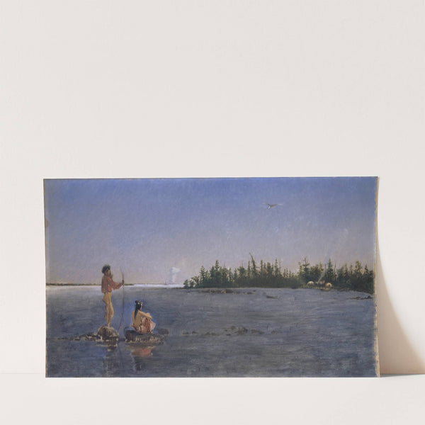 River Landscape, American Indians Fishing (1868) by Frank Buchser
