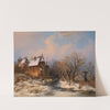 River Landscape in Winter with House and decorative figures by Adolf Stademann